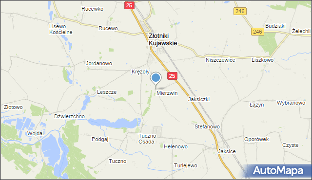 mapa Mierzwin, Mierzwin gmina Złotniki Kujawskie na mapie Targeo